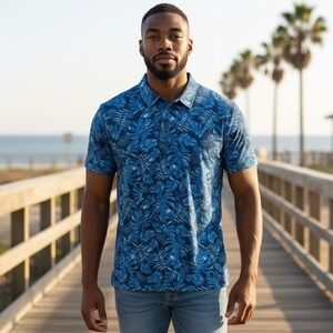 NEW‎ Men's Madeflex Performance Shirt Golf Blue Men's Size Medium Wicking UPF